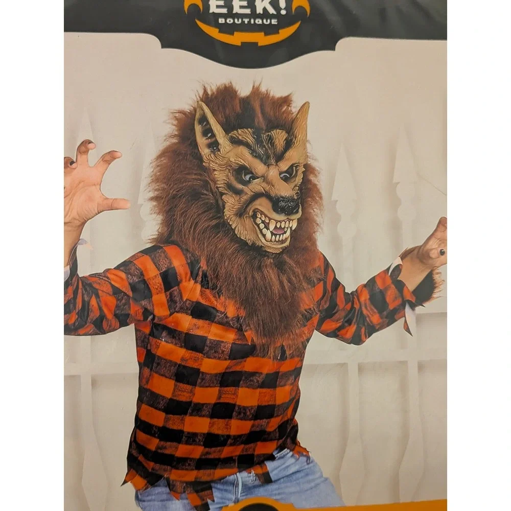 Kids Hyde and Eek Boutique Werewolf Shirt‎ Mask Costume Halloween Size L NEW